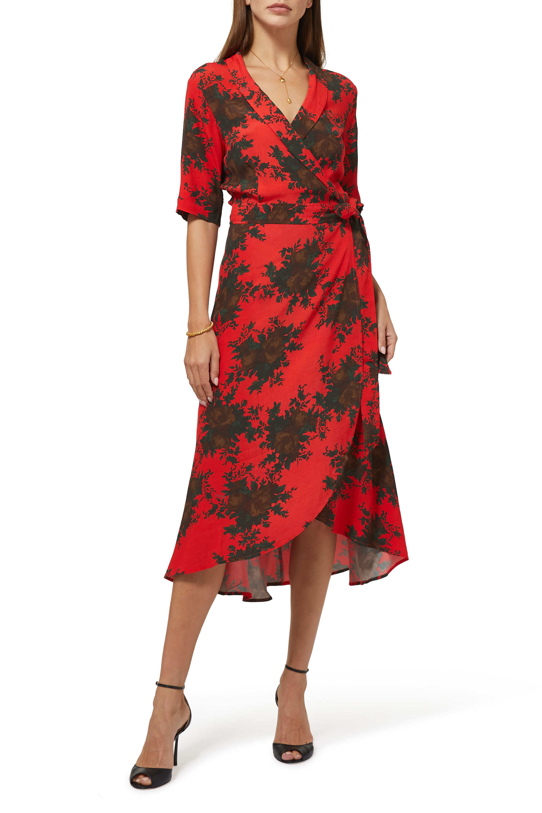 Buy GANNI Floral Wrap Dress - Womens ...